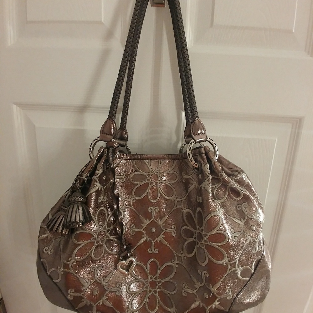 Brighton metalliac silver purse with flowers